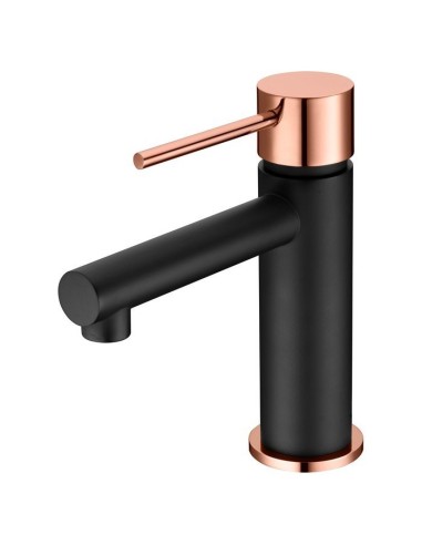 GRIFO DE LAVABO IMEX MONOMANDO NEGRO ORO ROSA MODELO MILOS STICK