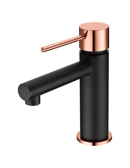 GRIFO DE LAVABO IMEX MONOMANDO NEGRO ORO ROSA MODELO MILOS STICK