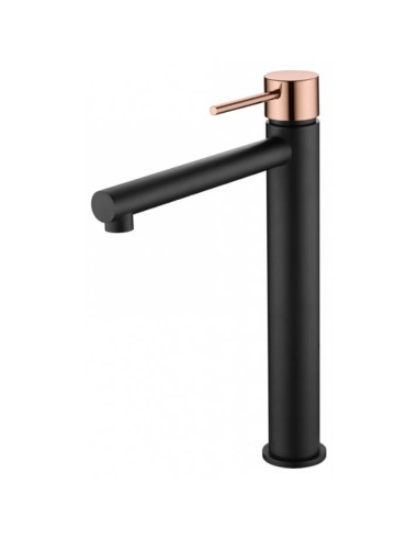 GRIFO DE LAVABO IMEX MONOMANDO ALTO NEGRO ORO ROSA MODELO MILOS STICK