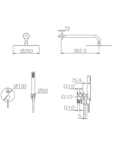 CONJUNTO DE DUCHA EMPOTRADO MONOMANDO...