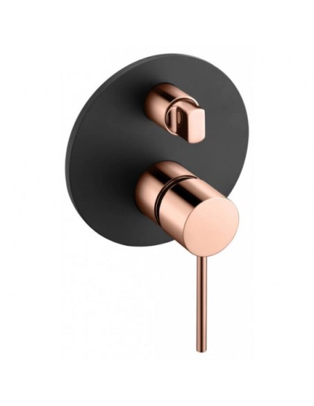 CONJUNTO DE DUCHA EMPOTRADO MONOMANDO EN ACABADO NEGRO ORO ROSA MODELO THALOS STICK DE IMEX