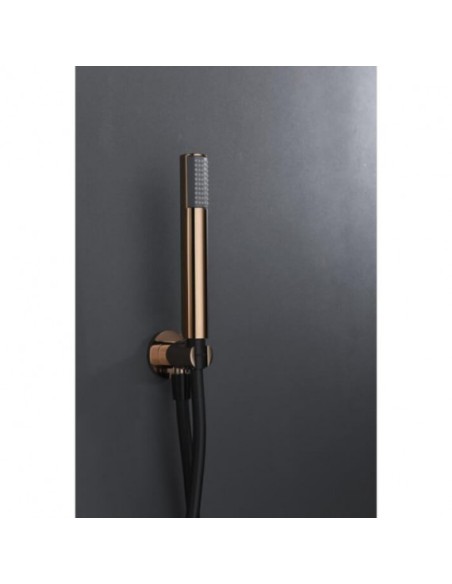 CONJUNTO DE DUCHA EMPOTRADO MONOMANDO EN ACABADO NEGRO ORO ROSA MODELO THALOS STICK DE IMEX