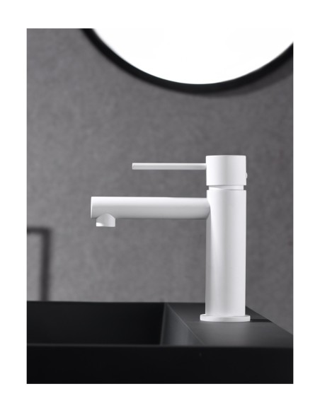 GRIFO DE LAVABO IMEX MONOMANDO BLANCO MATE MODELO MILOS STICK