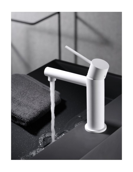 GRIFO DE LAVABO IMEX MONOMANDO BLANCO MATE MODELO MILOS STICK