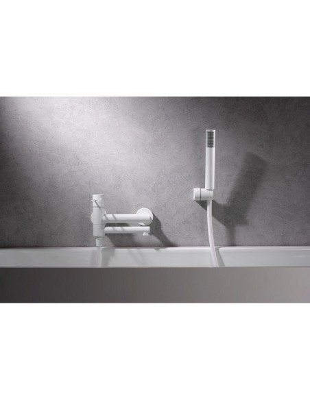 GRIFO MONOMANDO IMEX DE BAÑERA MODELO MILOS BLANCO MATE