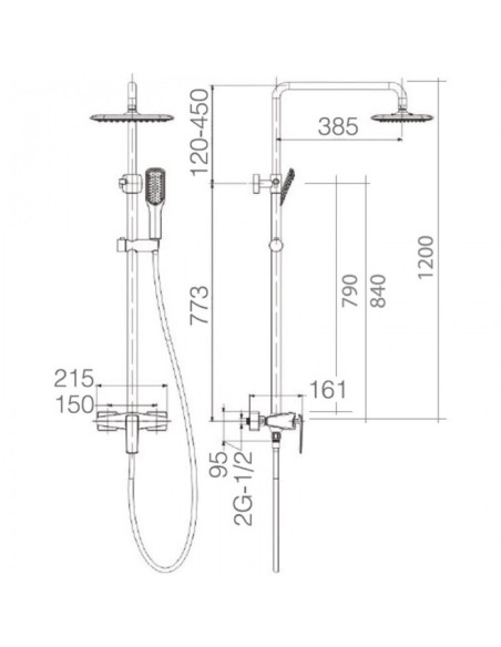 COLUMNA DE DUCHA MONOMANDO MODELO ESCOCIA DE IMEX CROMADO