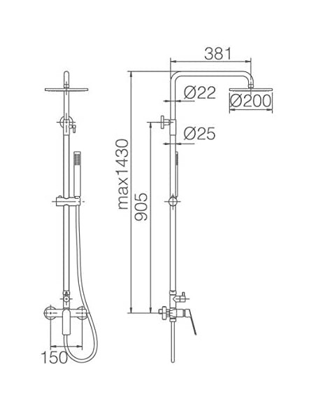 COLUMNA DE DUCHA MONOMANDO MODELO LUXOR DE IMEX NEGRO MATE
