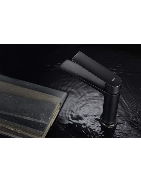 GRIFO DE LAVABO IMEX MONOMANDO NEGRO MATE MODELO LUXOR