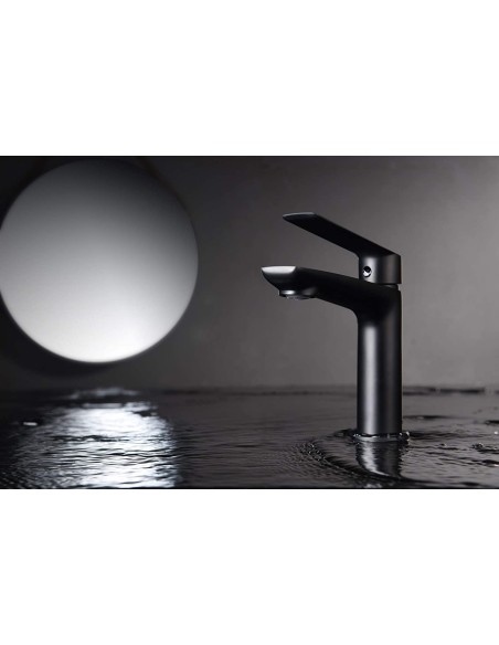 GRIFO DE LAVABO IMEX MONOMANDO NEGRO MATE MODELO LUXOR
