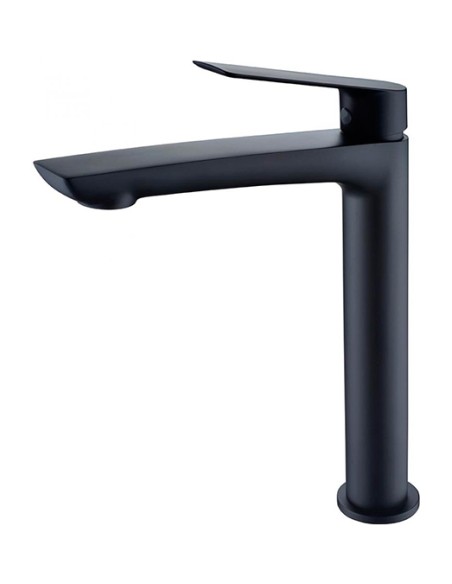 GRIFO DE LAVABO IMEX MONOMANDO ALTO NEGRO MATE MODELO LUXOR