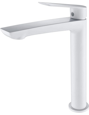 GRIFO DE LAVABO IMEX MONOMANDO ALTO BLANCO MATE MODELO LUXOR