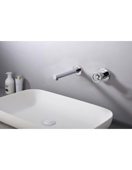 CONJUNTO DE LAVABO EMPOTRAR DE IMEX MONOMANDO MODELO OLIMPO CROMADO
