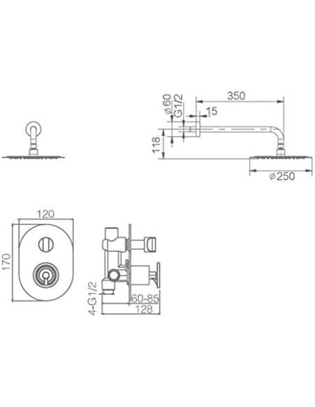 CONJUNTO DE DUCHA EMPOTRADO MONOMANDO EN ACABADO NEGRO MATE MODELO OLIMPO DE IMEX