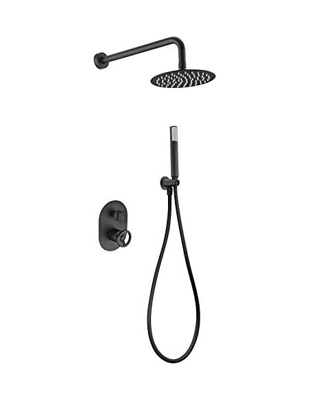 CONJUNTO DE DUCHA EMPOTRADO MONOMANDO EN ACABADO NEGRO MATE MODELO OLIMPO DE IMEX