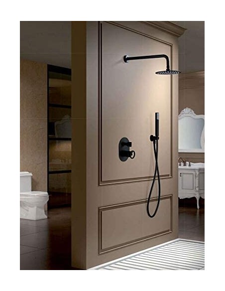 CONJUNTO DE DUCHA EMPOTRADO MONOMANDO EN ACABADO NEGRO MATE MODELO OLIMPO DE IMEX