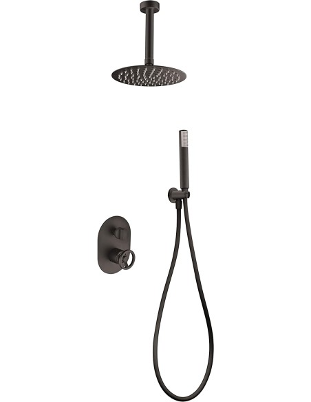 CONJUNTO DE DUCHA EMPOTRADO MONOMANDO EN ACABADO NEGRO MATE MODELO VESUBIO DE IMEX