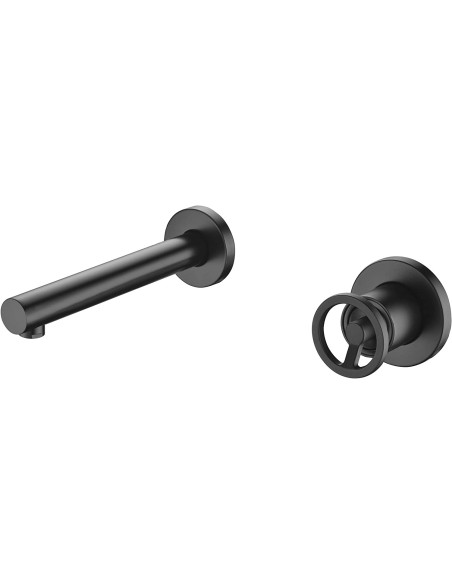 CONJUNTO DE LAVABO EMPOTRAR DE IMEX MONOMANDO MODELO OLIMPO NEGRO MATE