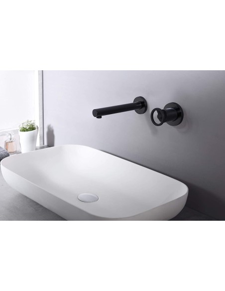 CONJUNTO DE LAVABO EMPOTRAR DE IMEX MONOMANDO MODELO OLIMPO NEGRO MATE