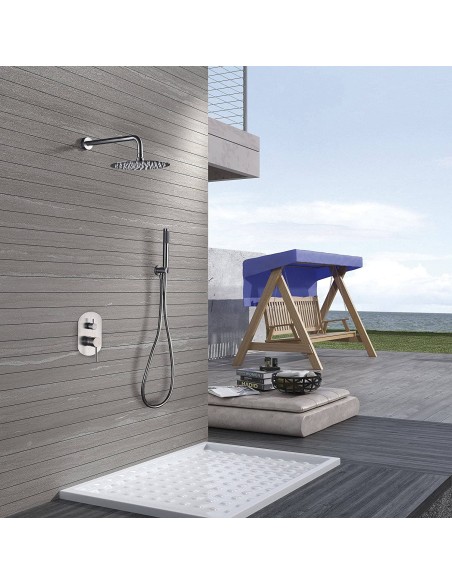 CONJUNTO DE DUCHA EMPOTRADO MONOMANDO EN ACERO INOX. S316 MODELO MOSCU DE IMEX