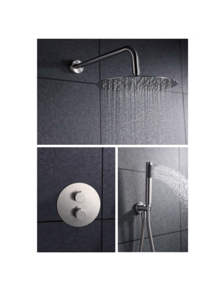 CONJUNTO DE DUCHA EMPOTRADO TERMOSTATICO EN ACERO INOX. S316 MODELO MOSCU DE IMEX