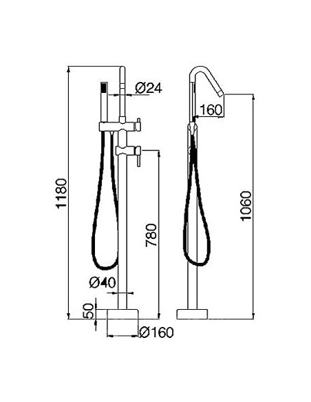 GRIFO MONOMANDO EXENTO DE BAÑERA CROMADO MODELO CÓRCEGA DE IMEX