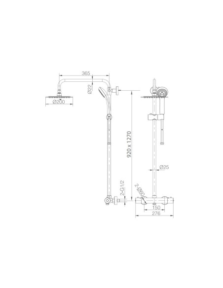 COLUMNA DE DUCHA TERMOSTATICA MODELO KENT CROMO DE IMEX