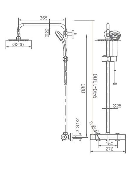 COLUMNA DE DUCHA TERMOSTATICA MODELO KENT NEGRO MATE DE IMEX