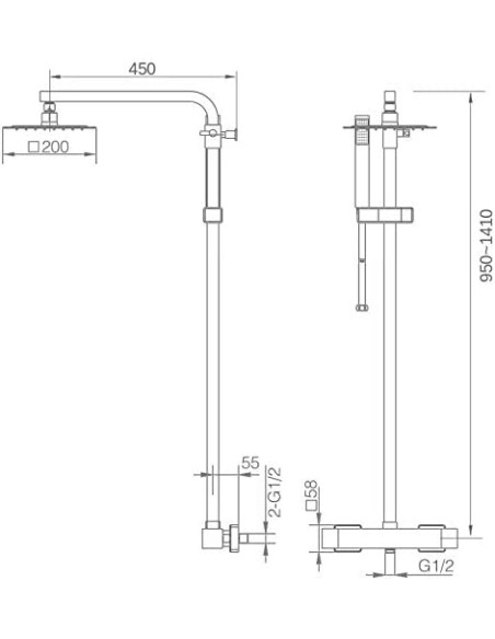 COLUMNA DE DUCHA TERMOSTATICA MODELO VIGO CROMADO DE IMEX
