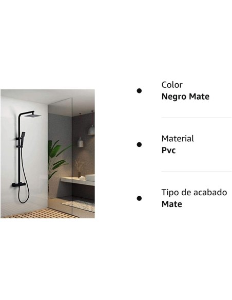 Columna ducha negro mate termostática, Vigo IMEX BTV013/NG