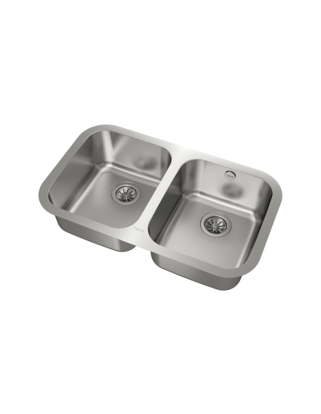 FREGADERO DE DOS CUBETAS EN ACERO INOX 90cm