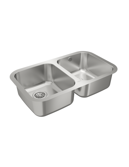 FREGADERO DE DOS CUBETAS EN ACERO INOX 90cm