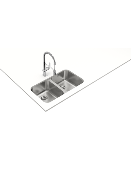 FREGADERO DE DOS CUBETAS EN ACERO INOX 90cm