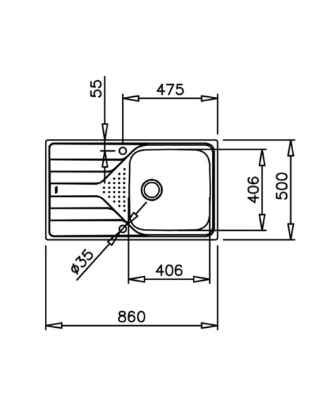 FREGADERO ENCASTRADO IZQUIERDA 50cm TEKA