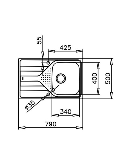 FREGADERO ENCASTRADO 1 SENO PARA MUEBLE DE 45 EN ACERO TEKA