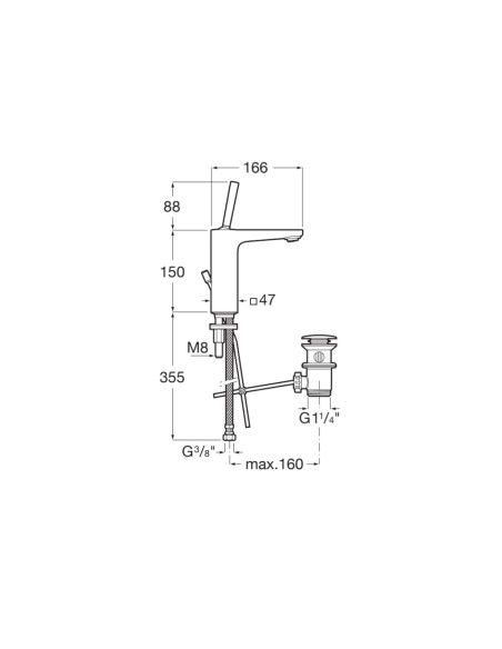 GRIFO LAVABO CUERPO LISO MODELO PALS ROCA
