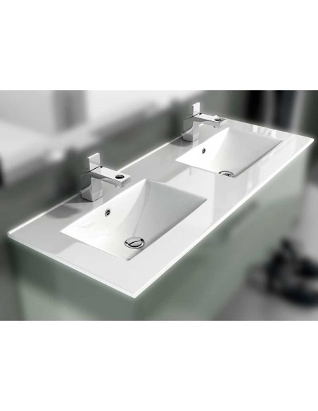 LAVABO CERÁMICO PARA MUEBLE MODELO LINEA 2 SENOS