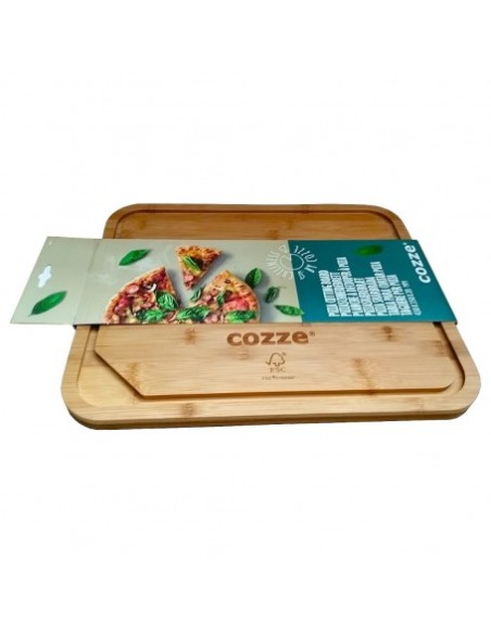 TABLA PARA PIZZA RECTANGULAR ACABADO EN BAMBU