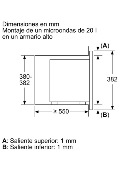 MICROONDAS INTEGRABLE BALAY  EN ACERO INOXIDABLE 20 L.