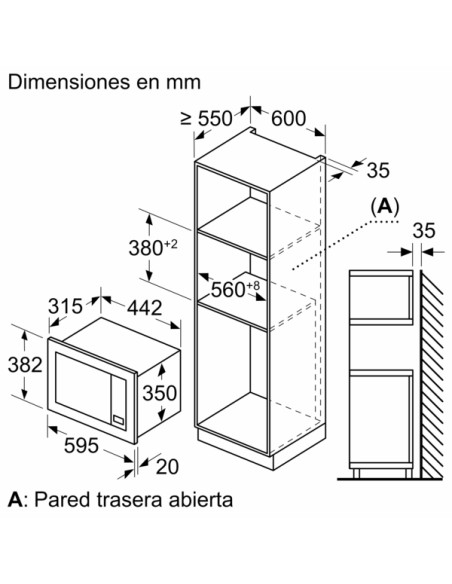 MICROONDAS INTEGRABLE BALAY  EN ACERO INOXIDABLE 20 L.
