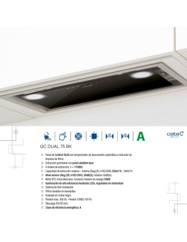 CAMPANA EXTRACTORA CATA GC DUAL 75 BK