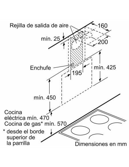 CAMPANA DECORATIVA BALAY DE PARED INCLINADA 60 CM DE CRISTAL BLANCO