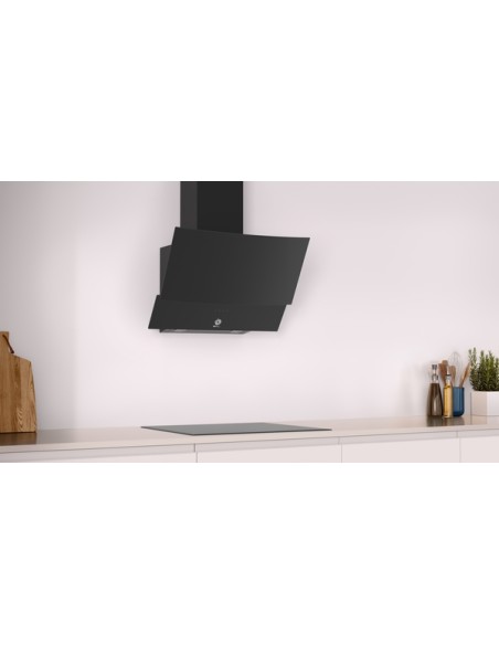 CAMPANA DECORATIVA BALAY DE PARED INCLINADA 60 CM CRISTAL NEGRO