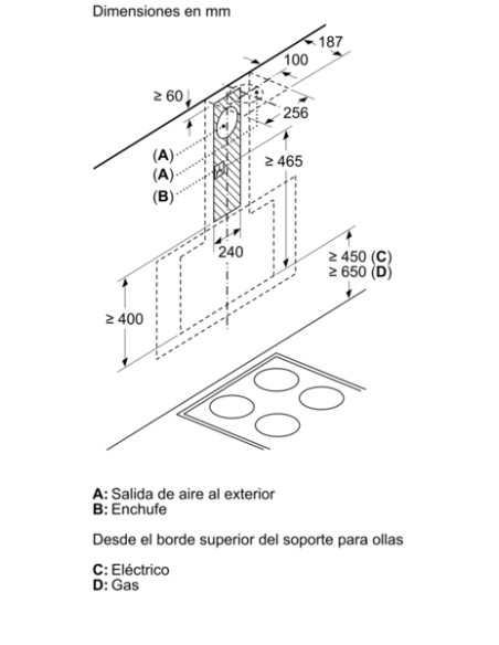 CAMPANA DECORATIVA BALAY DE PARED INCLINADA DE 90 CM CRISTAL GRIS ANTRACITA