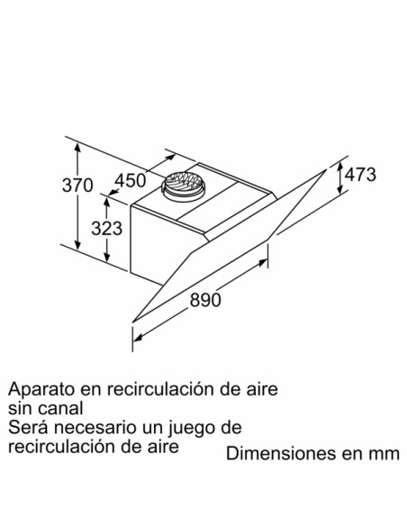 CAMPANA DECORATIVA BALAY DE PARED INCLINADA DE 90 CM CRISTAL GRIS ANTRACITA