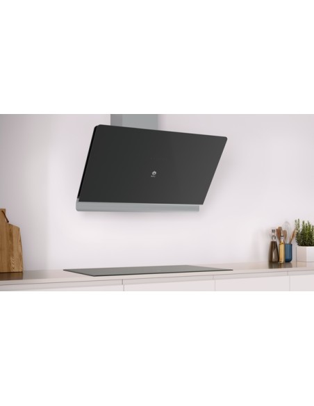 CAMPANA DECORATIVA BALAY DE PARED INCLINADA DE 90 CM CRISTAL NEGRO