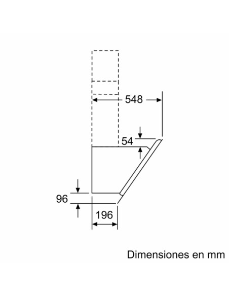 CAMPANA DECORATIVA BALAY DE PARED INCLINADA DE 90 CM CRISTAL NEGRO