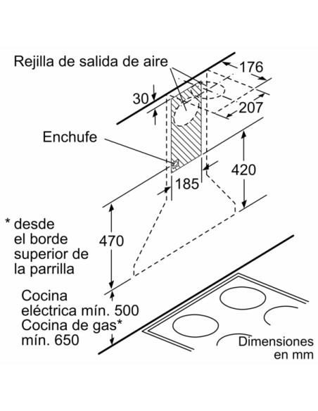 CAMAPANA DECORATIVA BALAY DE PARED PIRAMIDAL 60 CM ACERO INOXIDABLE