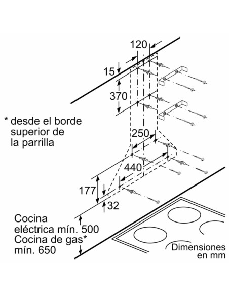 CAMAPANA DECORATIVA BALAY DE PARED PIRAMIDAL 60 CM ACERO INOXIDABLE