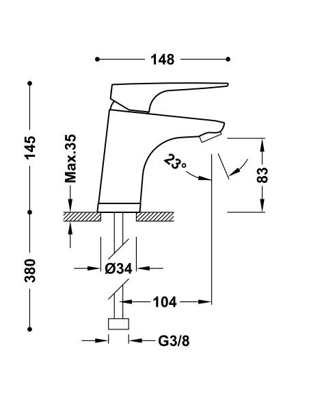 GRIFO MONOMANDO LAVABO CANIGO-TRES PLUS