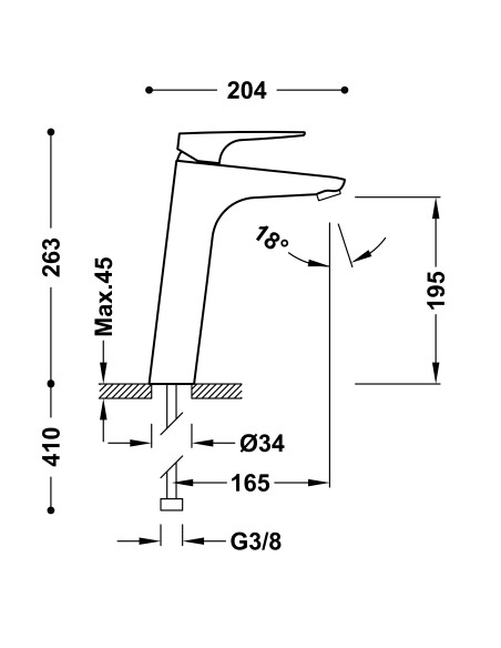 GRIFO MONOMANDO CANIGO-TRES PLUS ALTO PARA LAVABO